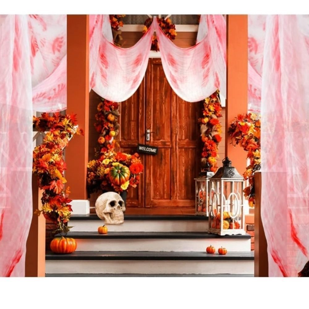 Pink & White Gauze Mesh Halloween Decor, Scarf, Cover Up, New 800cm X 235cm